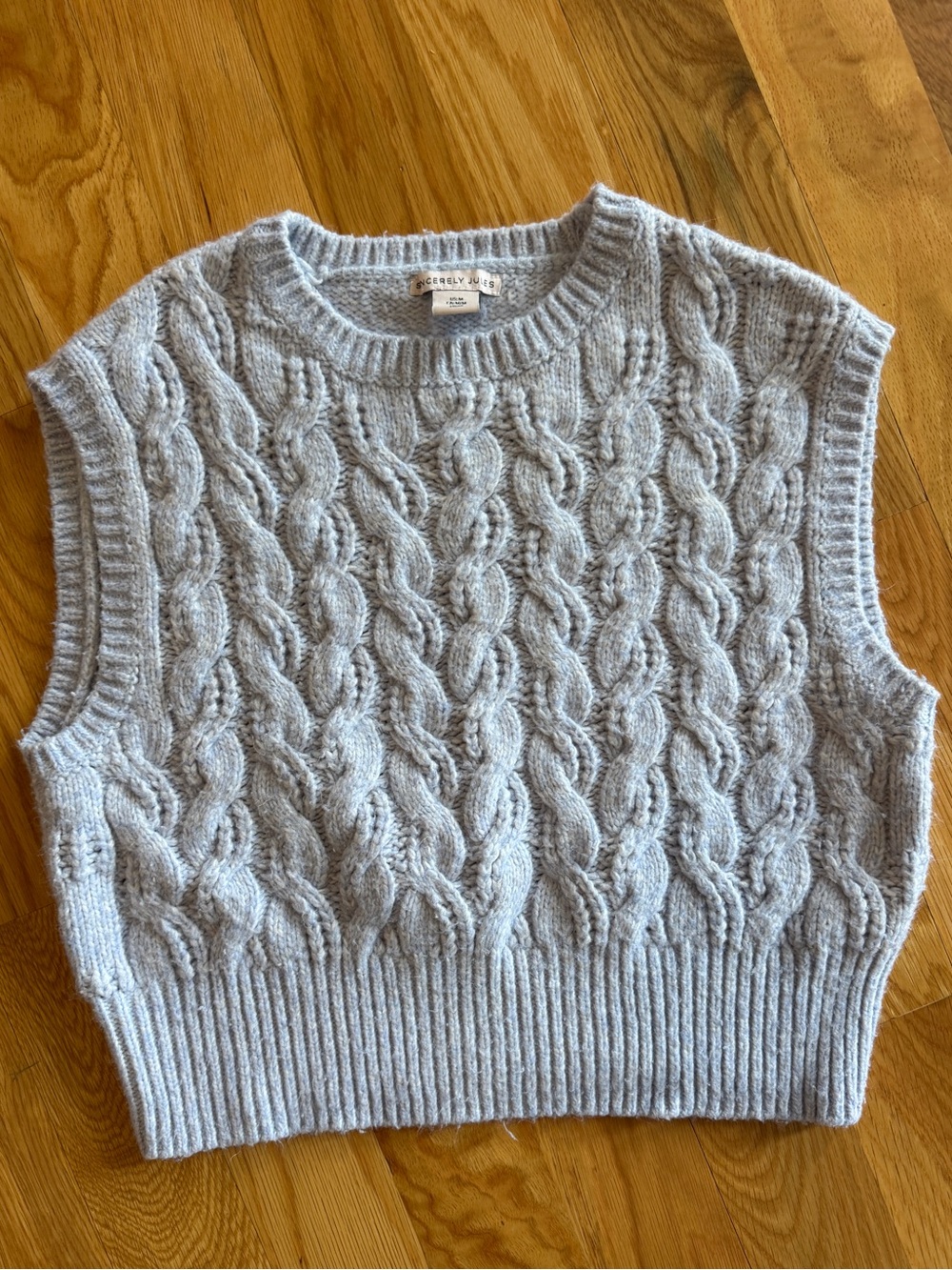 Sincerely Jules Cropped Cable Knit Sweater Vest; cropped preppy cozy cottagecore
